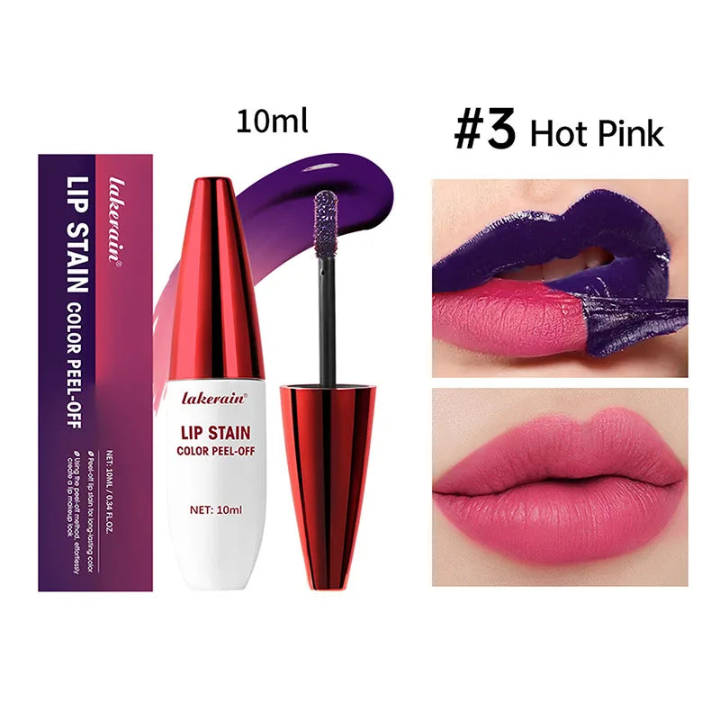 Peel Off Rose Pink Lip Gloss Matte Outline Contour Tattoo Lip Stain Waterproof Transfer Resistant Tear Off Natural Lip Tint