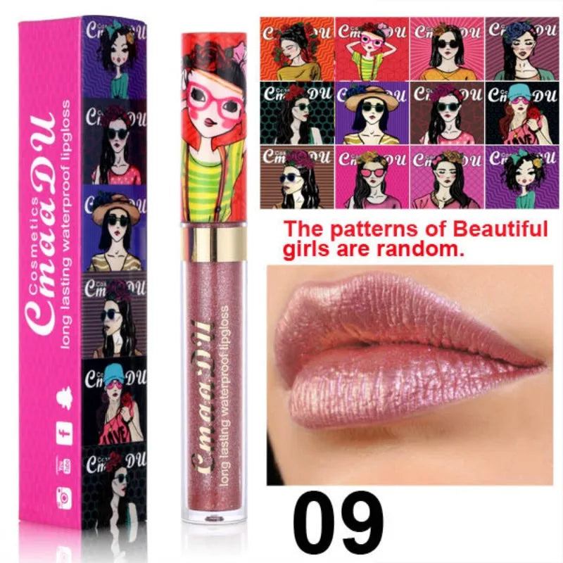 CmaaDu Glitter Lip Gloss Beauty Girl Diamond Shimmer Lip Tint Make Up Waterproof Long Lasting Gray Flash Liquid Lipstick Makeup