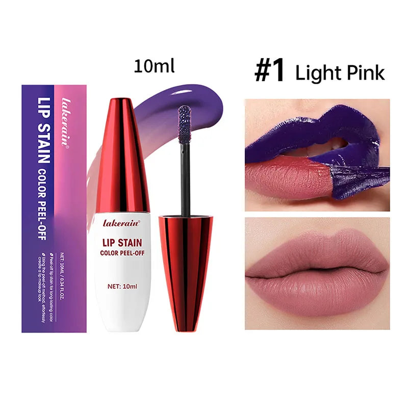 Peel Off Rose Pink Lip Gloss Matte Outline Contour Tattoo Lip Stain Waterproof Transfer Resistant Tear Off Natural Lip Tint