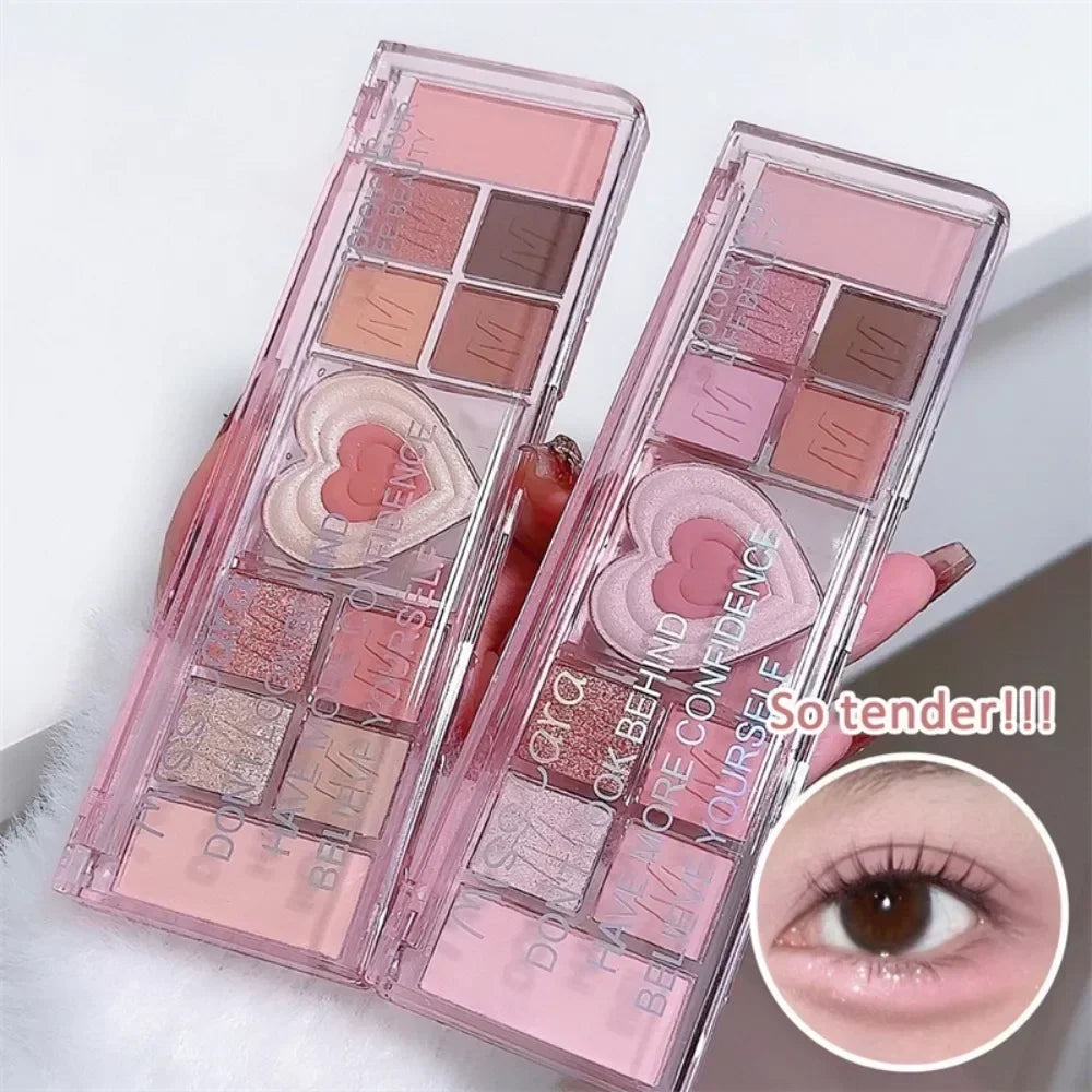 12 Colors Love Highlighting Eyeshadow Blush Palette Professional Multi-purpose Cosmetic Eyes Mineral Pigment Powder Makeup Plate