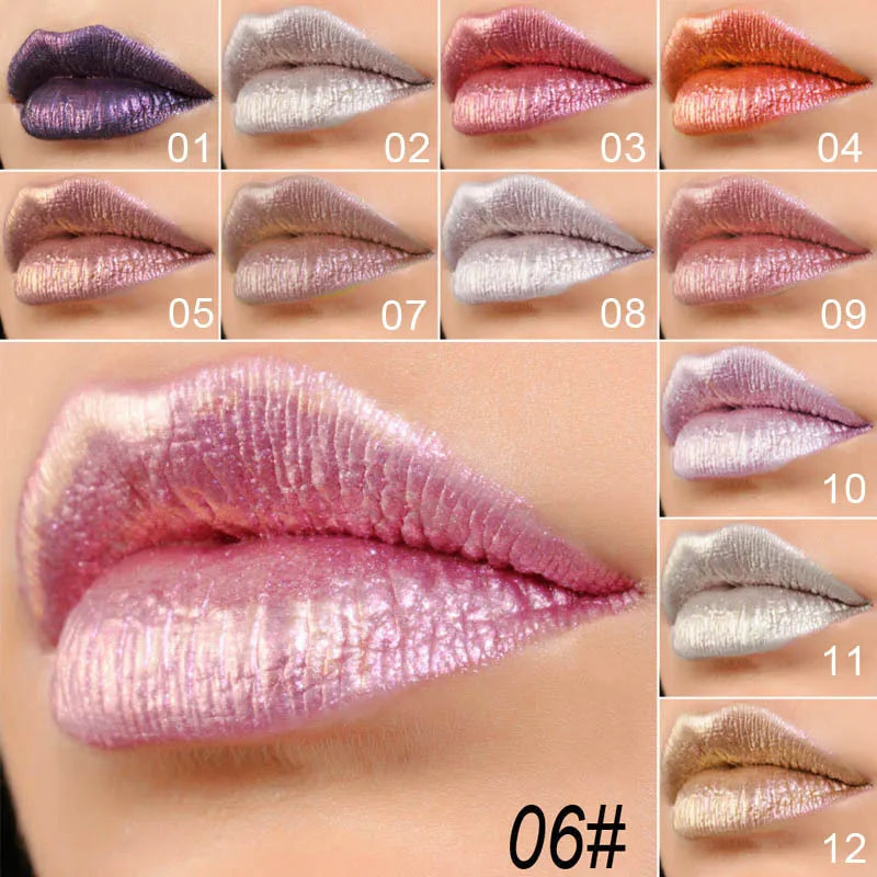 CmaaDu Glitter Lip Gloss Beauty Girl Diamond Shimmer Lip Tint Make Up Waterproof Long Lasting Gray Flash Liquid Lipstick Makeup