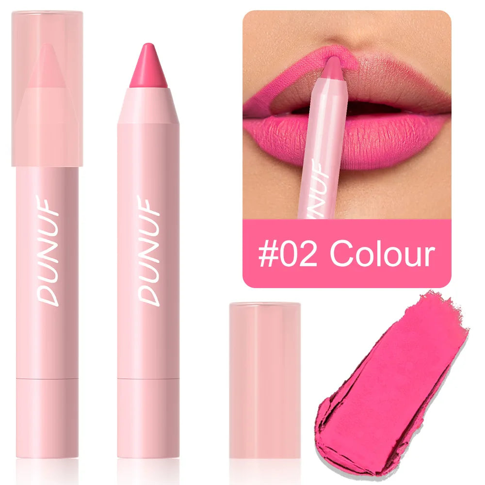 Lipstick Pencil Make Up Waterproof Sexy Red Contour Tint Lipstick Lasting Non-stick Cup Silky Matte Finish Lip Liner Pen Makeup