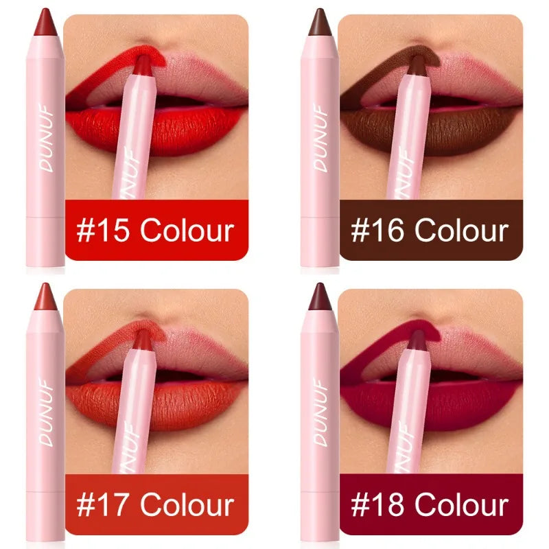 Lipstick Pencil Make Up Waterproof Sexy Red Contour Tint Lipstick Lasting Non-stick Cup Silky Matte Finish Lip Liner Pen Makeup