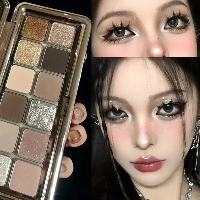 Super Flash Cement Eyeshadow Palette Matte Cold Tea Eye Shadow Professional Highlight Shimmer Brightening Eye Makeup Cosmetics