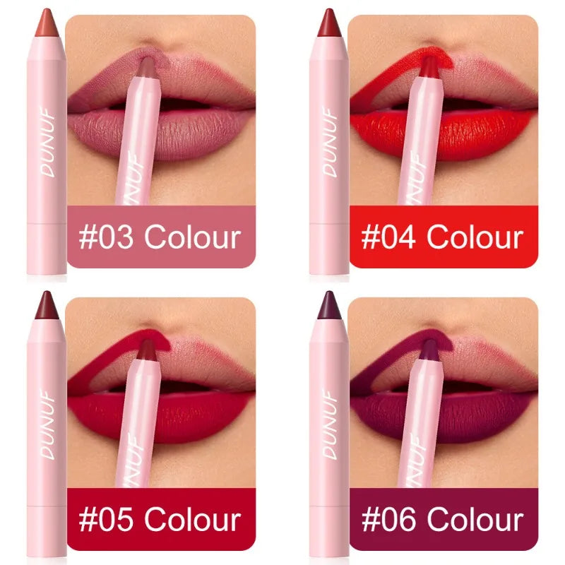 Lipstick Pencil Make Up Waterproof Sexy Red Contour Tint Lipstick Lasting Non-stick Cup Silky Matte Finish Lip Liner Pen Makeup