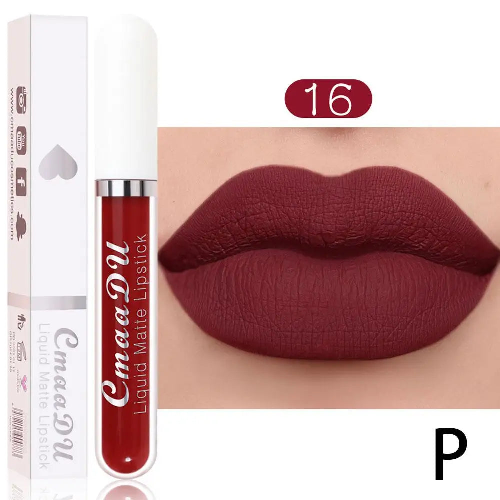 18 Color Waterproof Liquid Matte Lipstick Long Lasting Sexy Red Moisturizing Lip Gloss Velvet Non-Stick Lip Tint Makeup Cosmetic