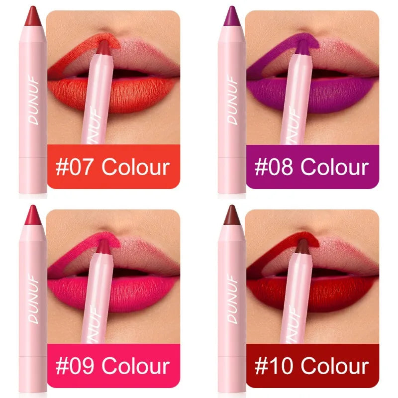 Lipstick Pencil Make Up Waterproof Sexy Red Contour Tint Lipstick Lasting Non-stick Cup Silky Matte Finish Lip Liner Pen Makeup