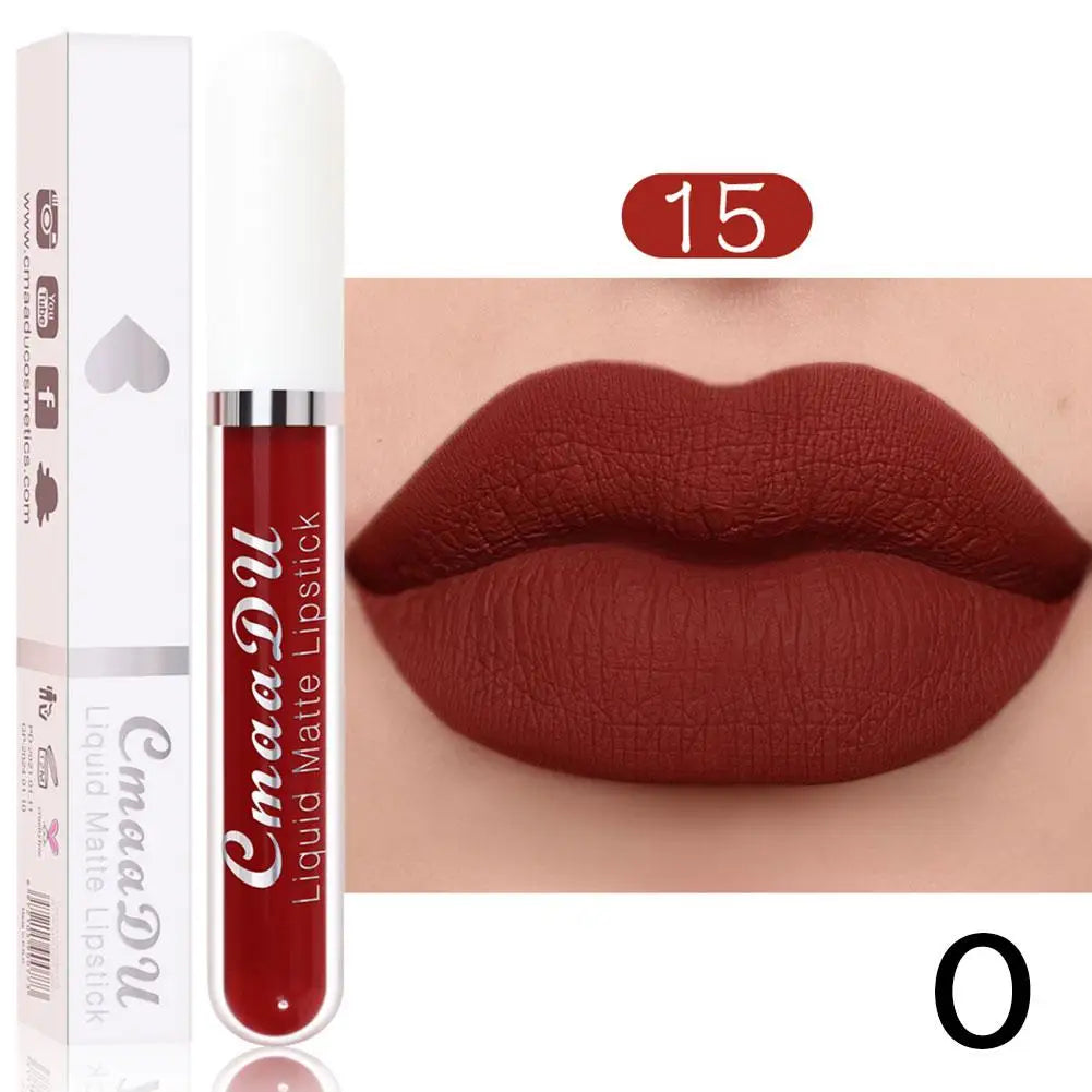 18 Color Waterproof Liquid Matte Lipstick Long Lasting Sexy Red Moisturizing Lip Gloss Velvet Non-Stick Lip Tint Makeup Cosmetic