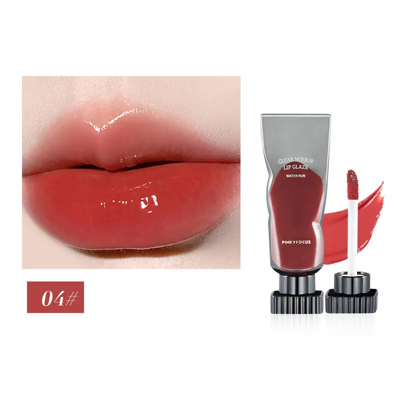 Black Mirro Lip Gloss Lip Glaze Transparent Glass Lip Oil Waterproof Moisturizing Liquid Lipstick Nude Brown Clear Tint Makeup