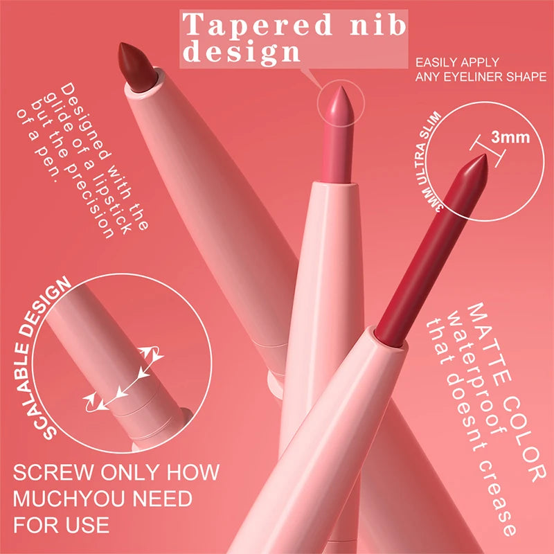 Matte Lip Liner Pencil Long-lasting Creamy Plumping Lip Stain Waterproof Natural Nude Brown Slim Lipliner Makeup Tapered Nib