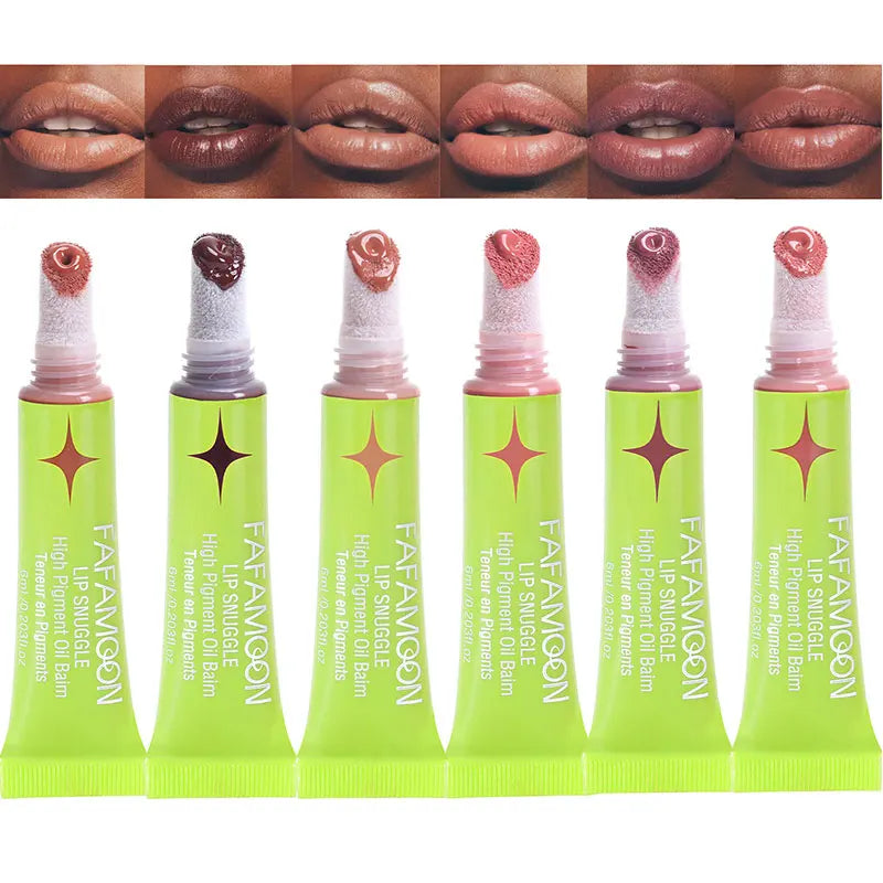 Dark Lip Glaze Velvet Matte With  Cotton Head Moisturizes Enriches Lips Making Them Soft And Plump Lip Gloss Long-lasting