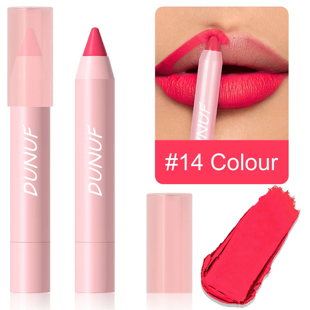 Lipstick Pencil Make Up Waterproof Sexy Red Contour Tint Lipstick Lasting Non-stick Cup Silky Matte Finish Lip Liner Pen Makeup