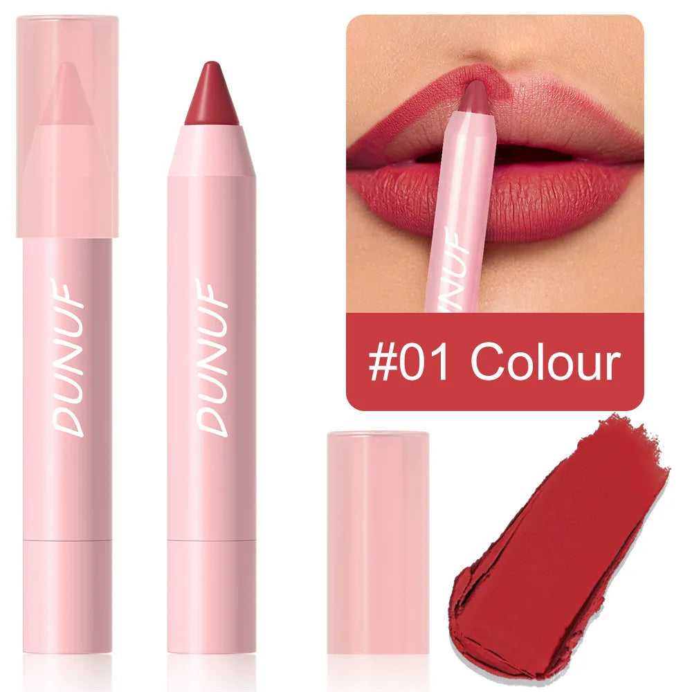 Lipstick Pencil Make Up Waterproof Sexy Red Contour Tint Lipstick Lasting Non-stick Cup Silky Matte Finish Lip Liner Pen Makeup