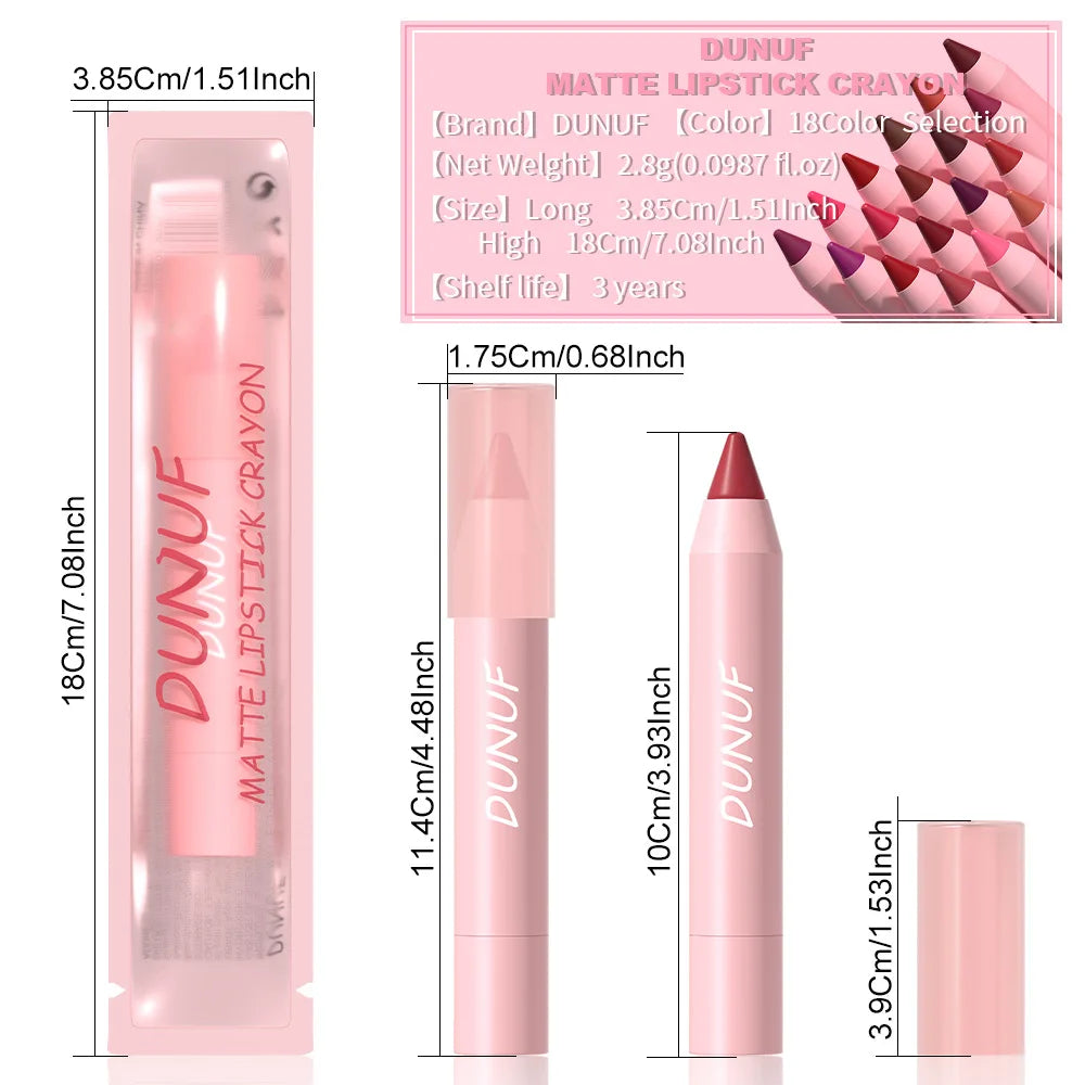 Lipstick Pencil Make Up Waterproof Sexy Red Contour Tint Lipstick Lasting Non-stick Cup Silky Matte Finish Lip Liner Pen Makeup