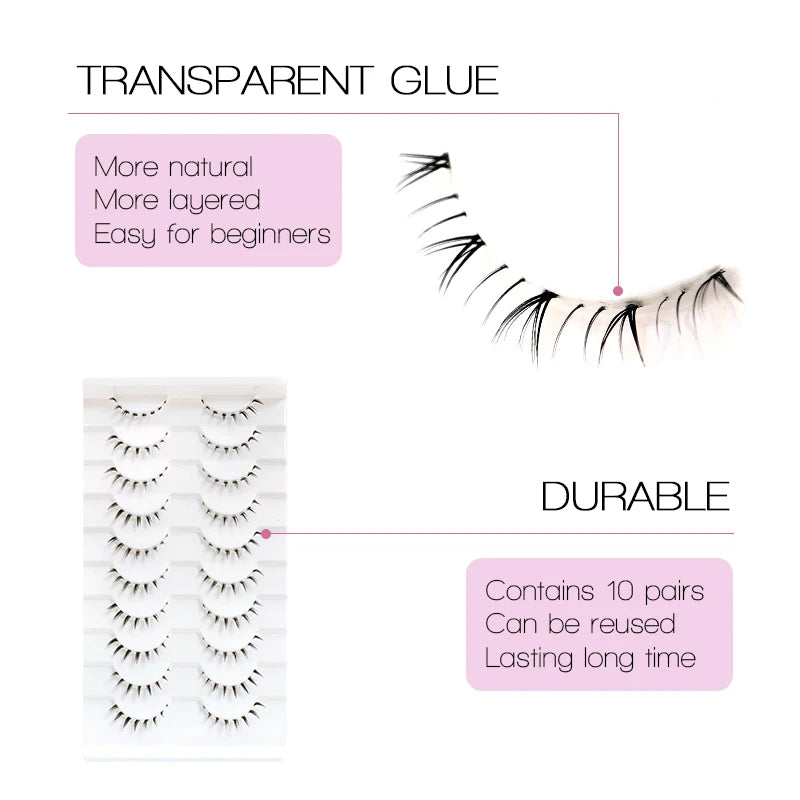 Bottom False Eyelashes Lower Lash Extensions 10 Pairs Under Fake Lashes Strip Manga Natural Look Pack Soft Make Up For Women