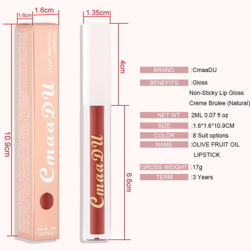 CmaaDu Hydrating Mirror Glossy Liquid Lipstick Lip Gloss  Moisturizing Lip Glaze  Non-Sticky Tint Glow Plumper Makeup Lipgloss