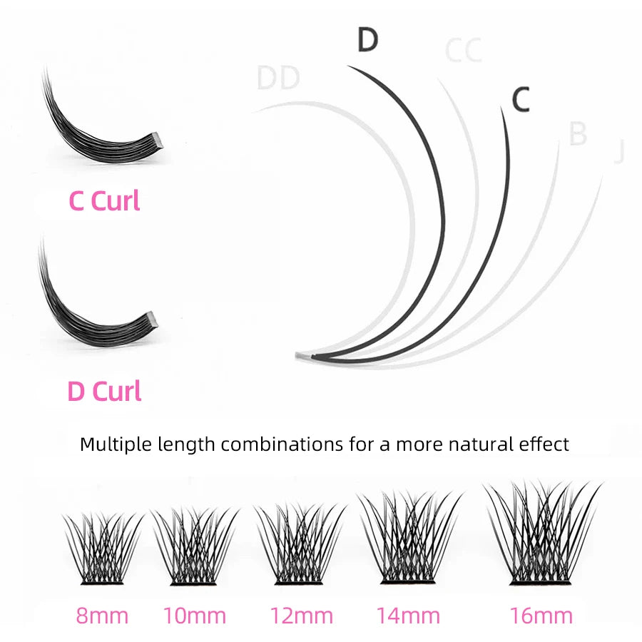 Mix Length 8-16mm DlY Eyelash Extension Waterproof Soft False Eyelashes Make Up Tools Segmented Lash Extensions Easy to Operate