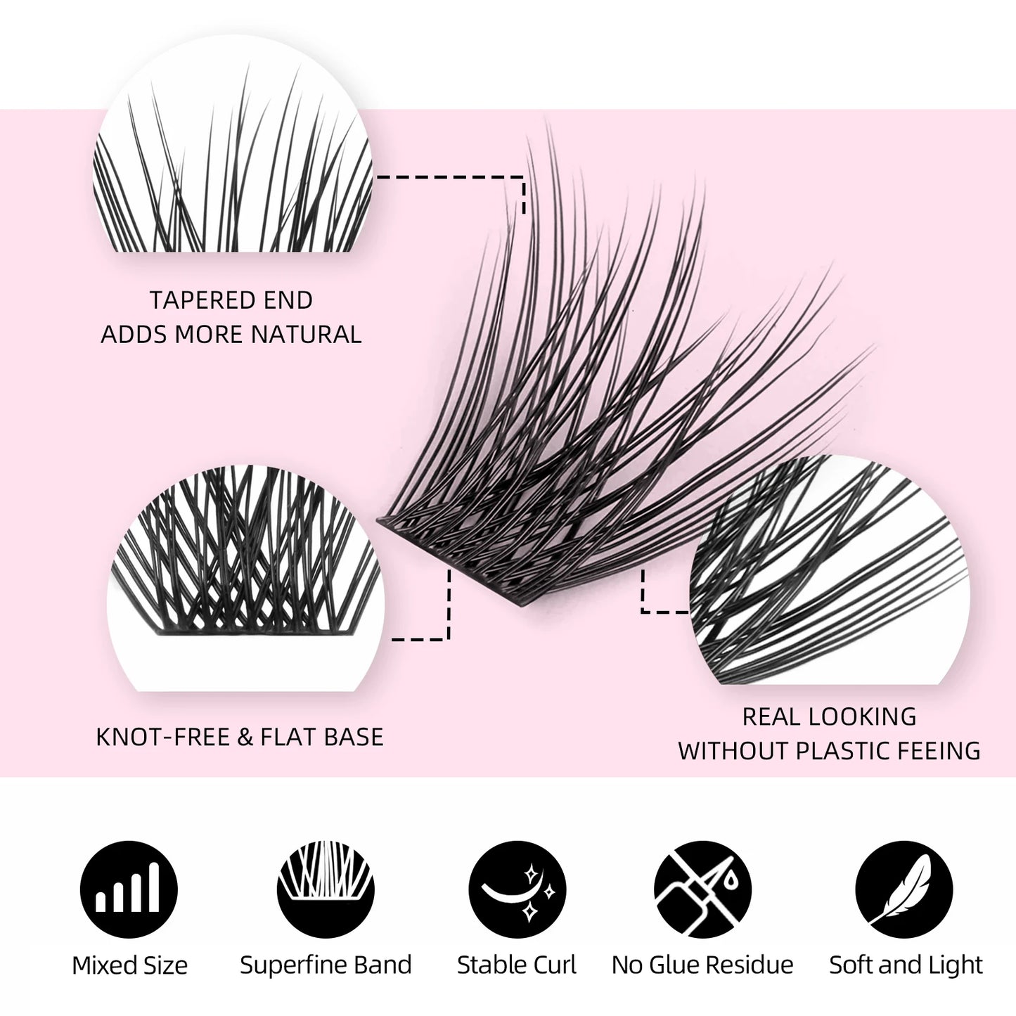 Mix Length 8-16mm DlY Eyelash Extension Waterproof Soft False Eyelashes Make Up Tools Segmented Lash Extensions Easy to Operate