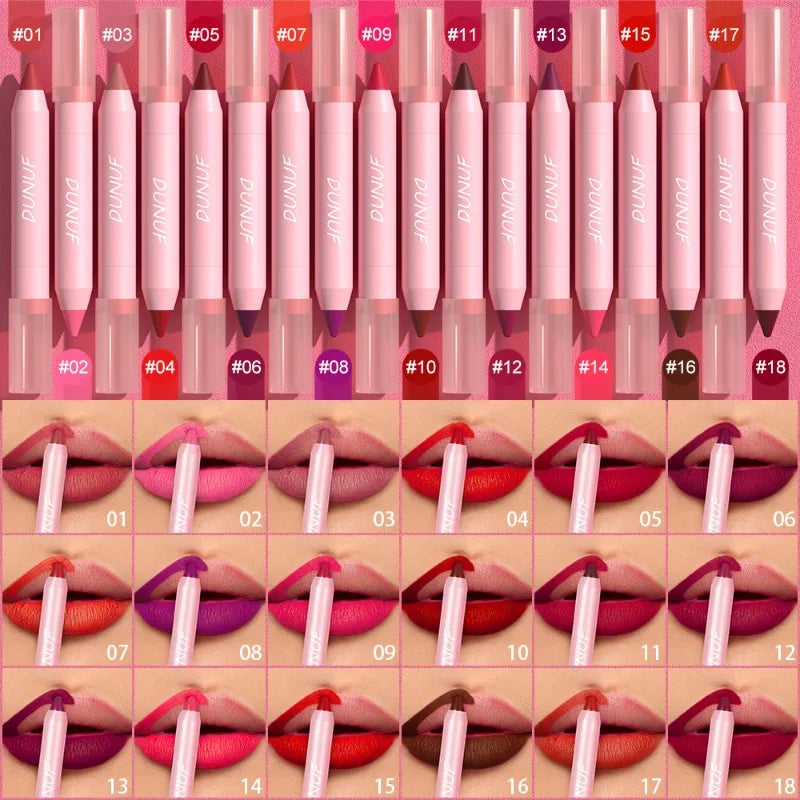 Lipstick Pencil Make Up Waterproof Sexy Red Contour Tint Lipstick Lasting Non-stick Cup Silky Matte Finish Lip Liner Pen Makeup