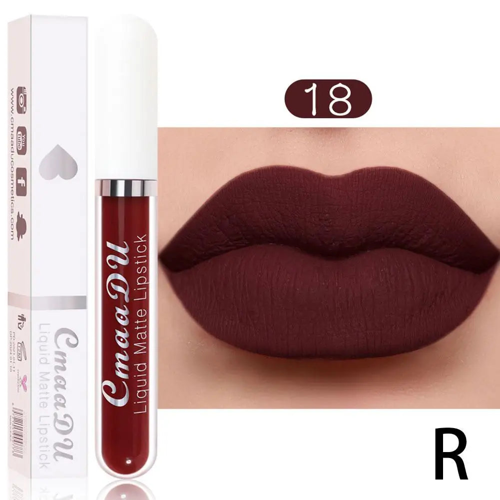 18 Color Waterproof Liquid Matte Lipstick Long Lasting Sexy Red Moisturizing Lip Gloss Velvet Non-Stick Lip Tint Makeup Cosmetic