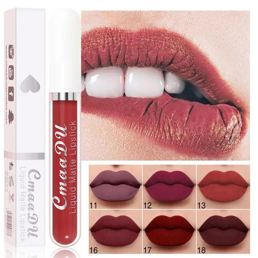 18 Color Waterproof Liquid Matte Lipstick Long Lasting Sexy Red Moisturizing Lip Gloss Velvet Non-Stick Lip Tint Makeup Cosmetic