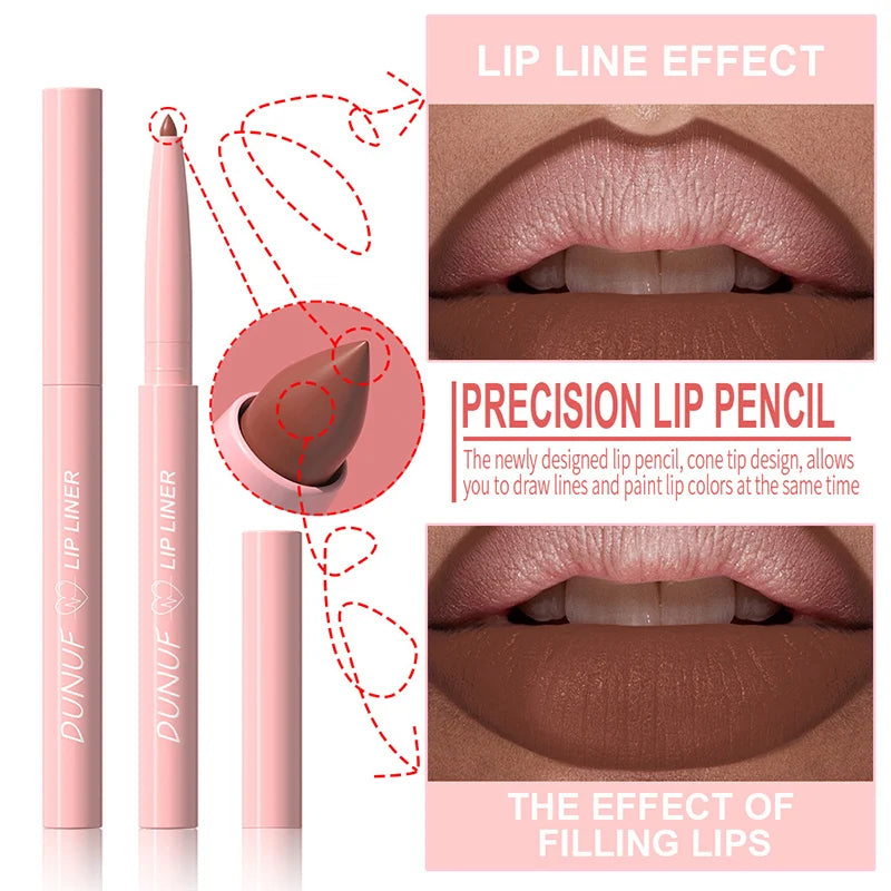 Matte Lip Liner Pencil Long-lasting Creamy Plumping Lip Stain Waterproof Natural Nude Brown Slim Lipliner Makeup Tapered Nib