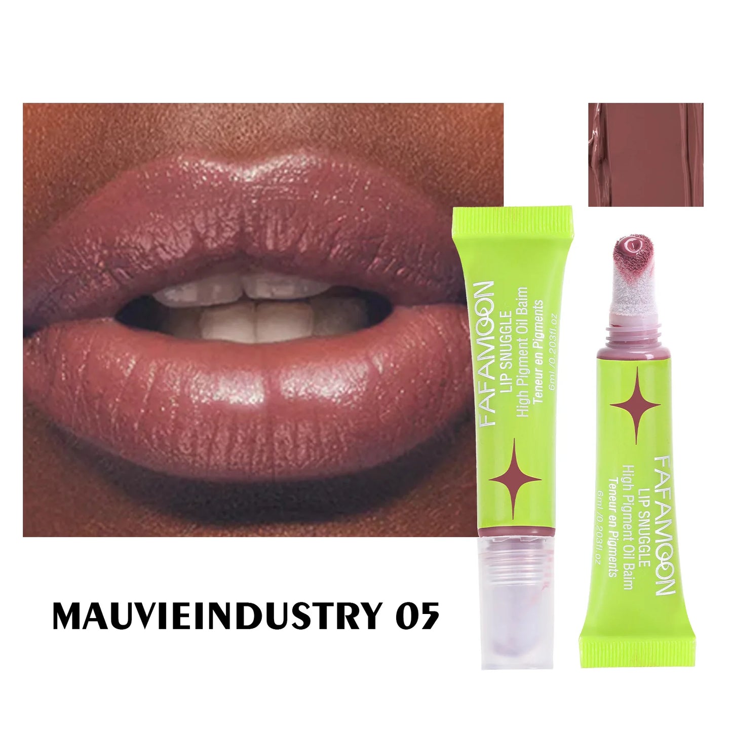 Dark Lip Glaze Velvet Matte With  Cotton Head Moisturizes Enriches Lips Making Them Soft And Plump Lip Gloss Long-lasting